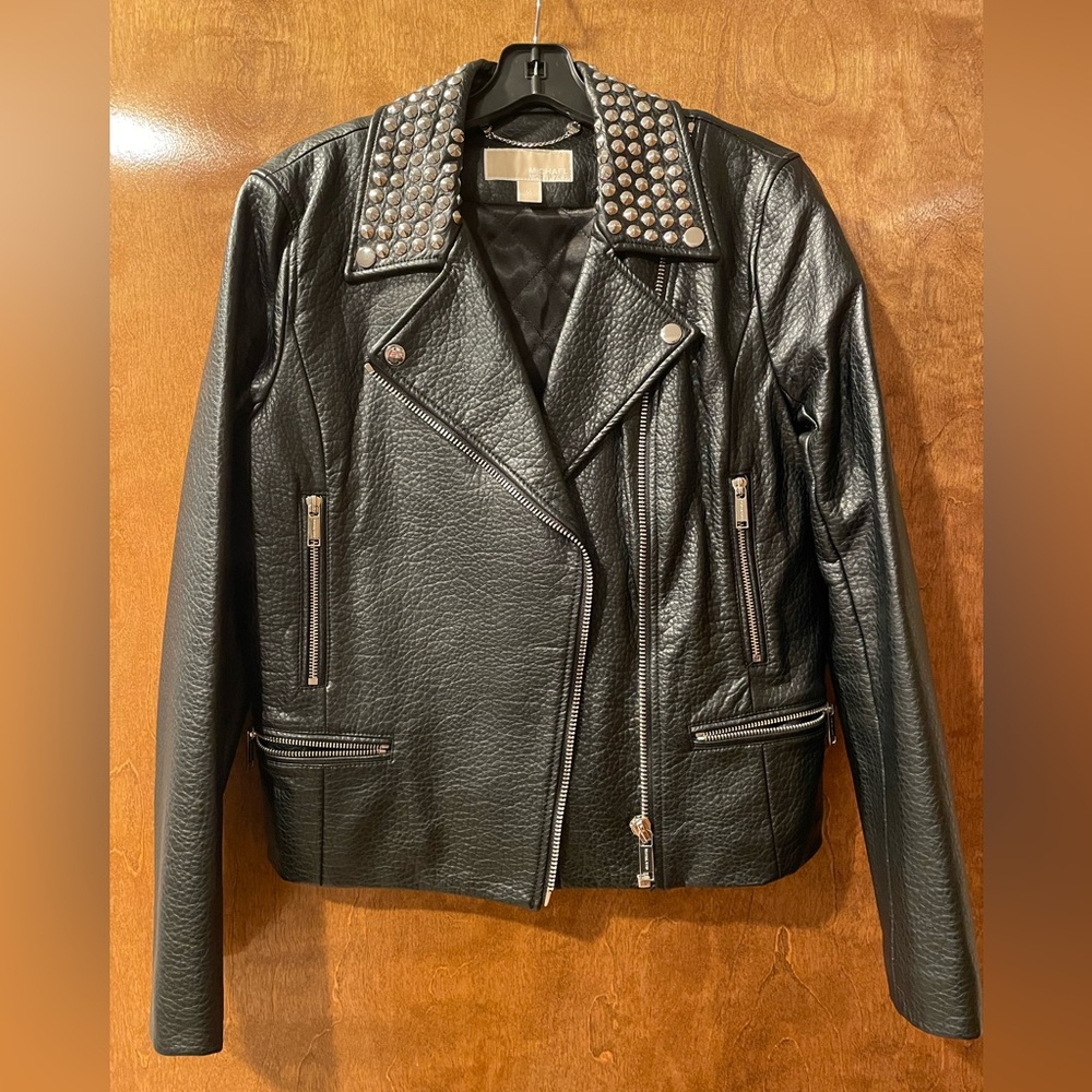 Michael Kora Black Studded Leather Jacket